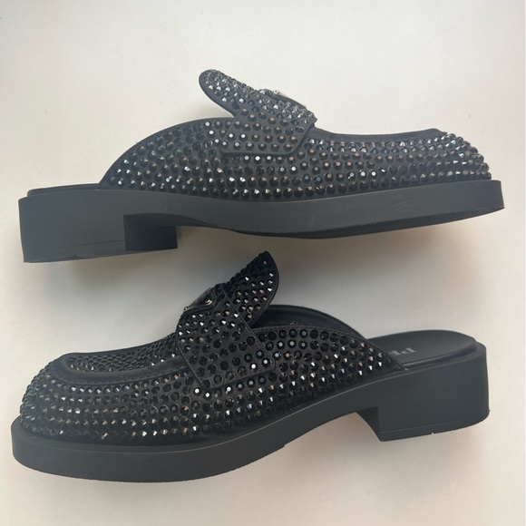 PRADA Satin Crystal Loafer Mules Size 41 - Picture 4 of 13